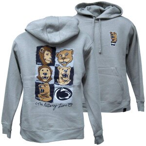 gray hooded sweatshirt with evolution of the Penn State Nittany Lions